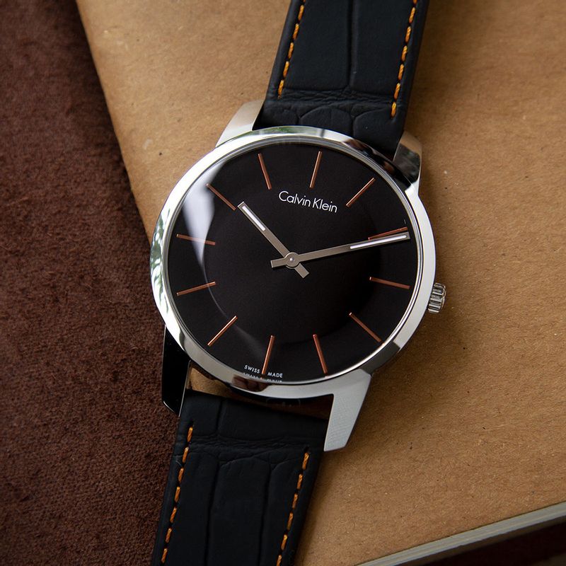  Shop Authentic Calvin Klein City Black Dial Black Leather Strap Watch for Men - K2G211C1 - Luxxuri