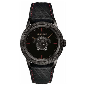  Shop Authentic Versace Palazzo Empire Black Dial Black Leather Strap Watch for Men - VERD00218 - Luxxuri