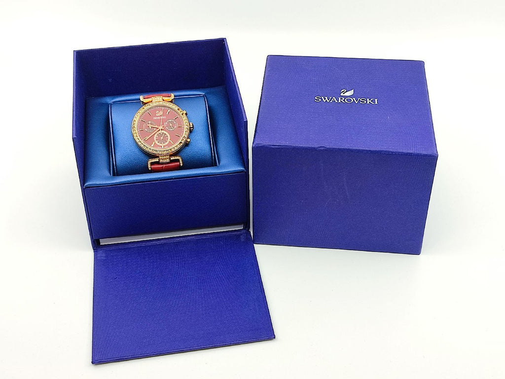  Shop Authentic Swarovski Era Journey Red Dial Red Leather Strap Watch for Women - 5416701 - Luxxuri