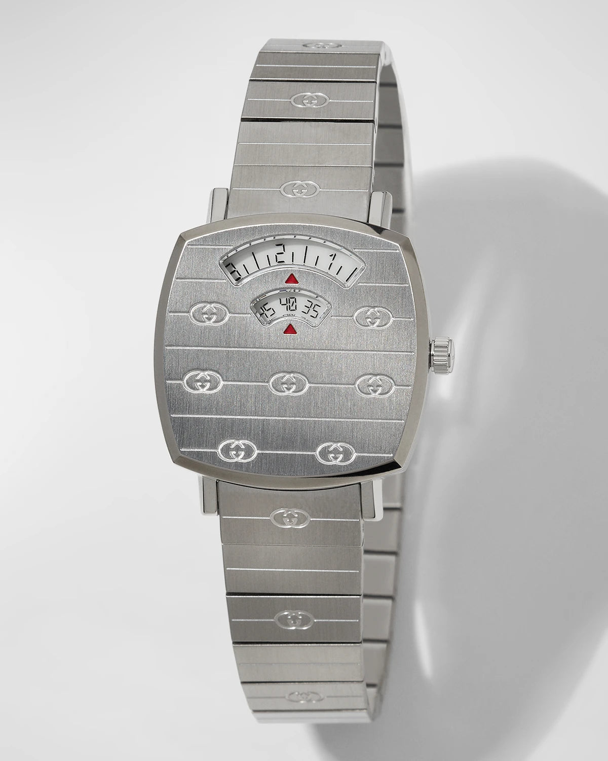  Shop Authentic Gucci Grip Quartz Silver Dial Silver Steel Strap Watch For Men - YA157501 - Luxxuri