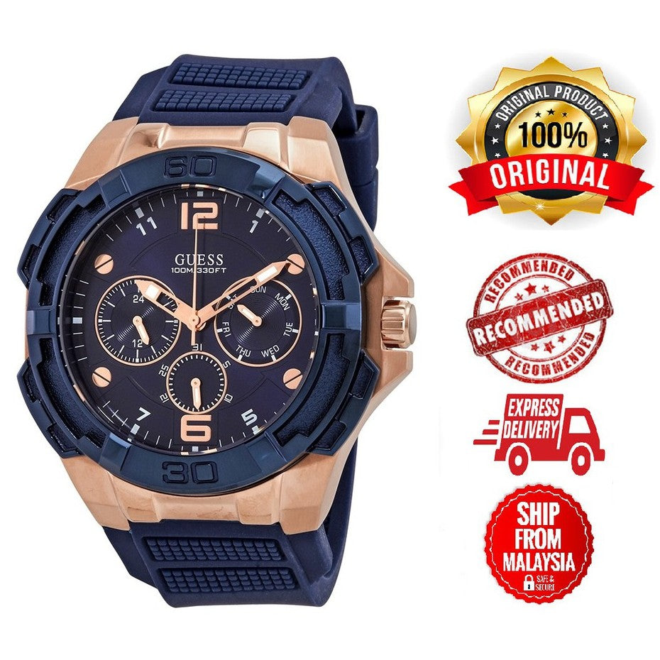  Shop Authentic Guess Genesis Quartz Blue Dial Blue Silicone Strap Watch For Men - W1254G3 - Luxxuri