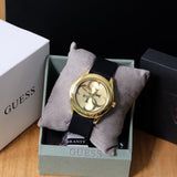  Shop Authentic Guess G Twist Gold Dial Black Leather Strap Watch for Women - W0911L3 - Luxxuri
