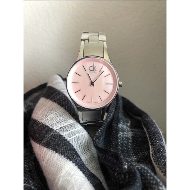  Shop Authentic Calvin Klein Simplicity Pink Dial Silver Steel Strap Watch for Women - K432314E - Luxxuri