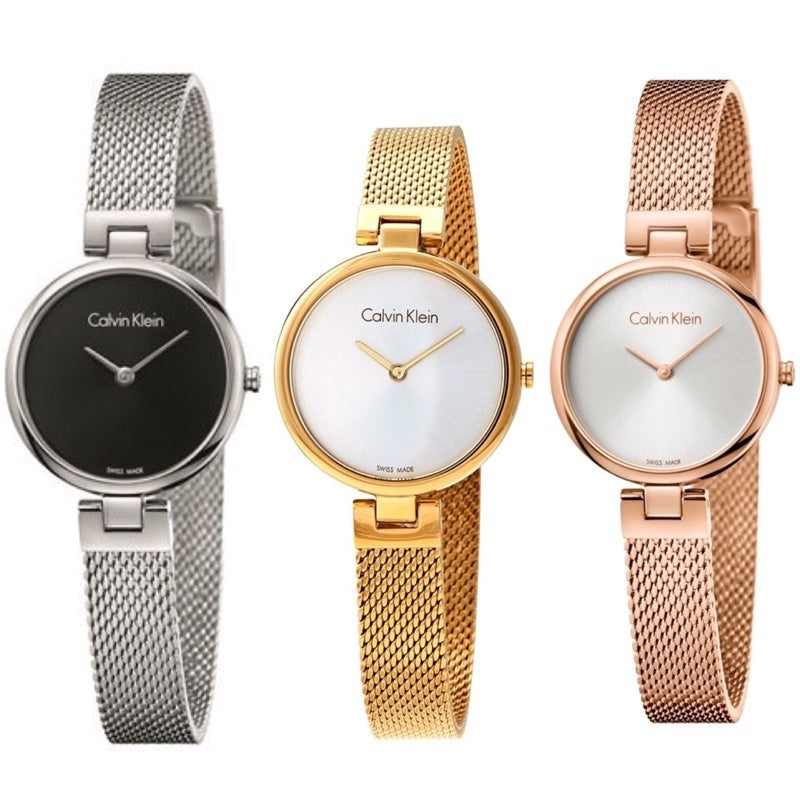  Shop Authentic Calvin Klein Authentic White Dial Rose Gold Mesh Bracelet Watch for Women - K8G23526 - Luxxuri