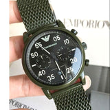  Shop Authentic Emporio Armani Luigi Quartz Chronograph Black Dial Green Mesh Bracelet Watch For Men - AR11115 - Luxxuri