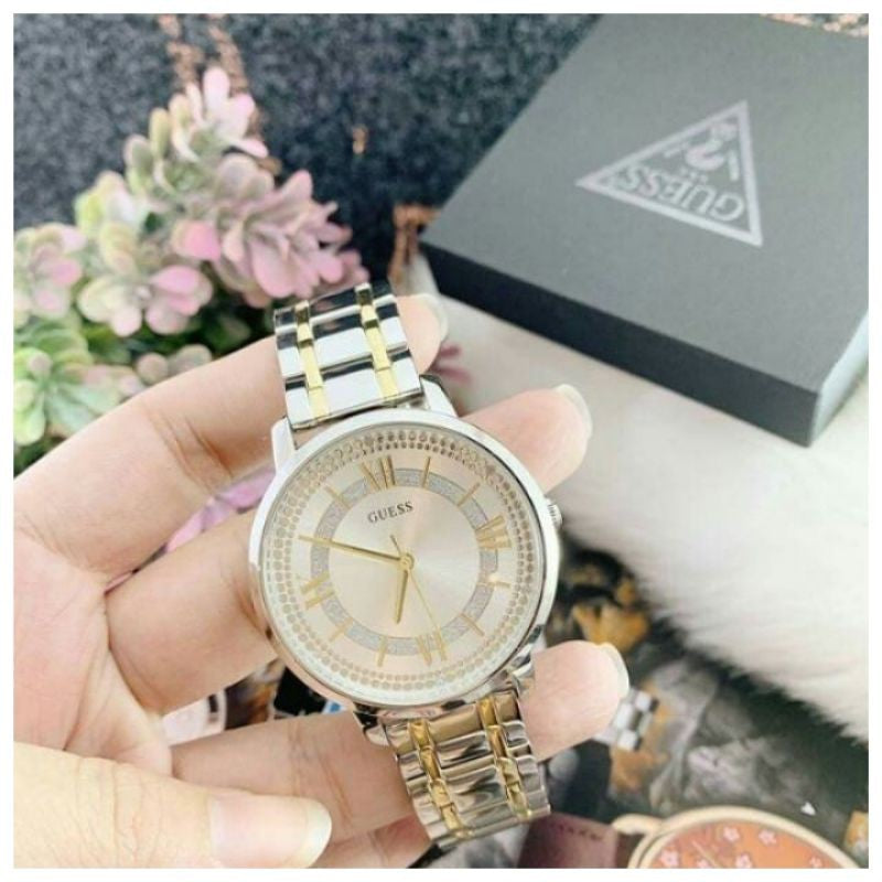  Shop Authentic Guess Montauk Silver Dial Two Tone Steel Strap Watch for Women - W0933L5 - Luxxuri