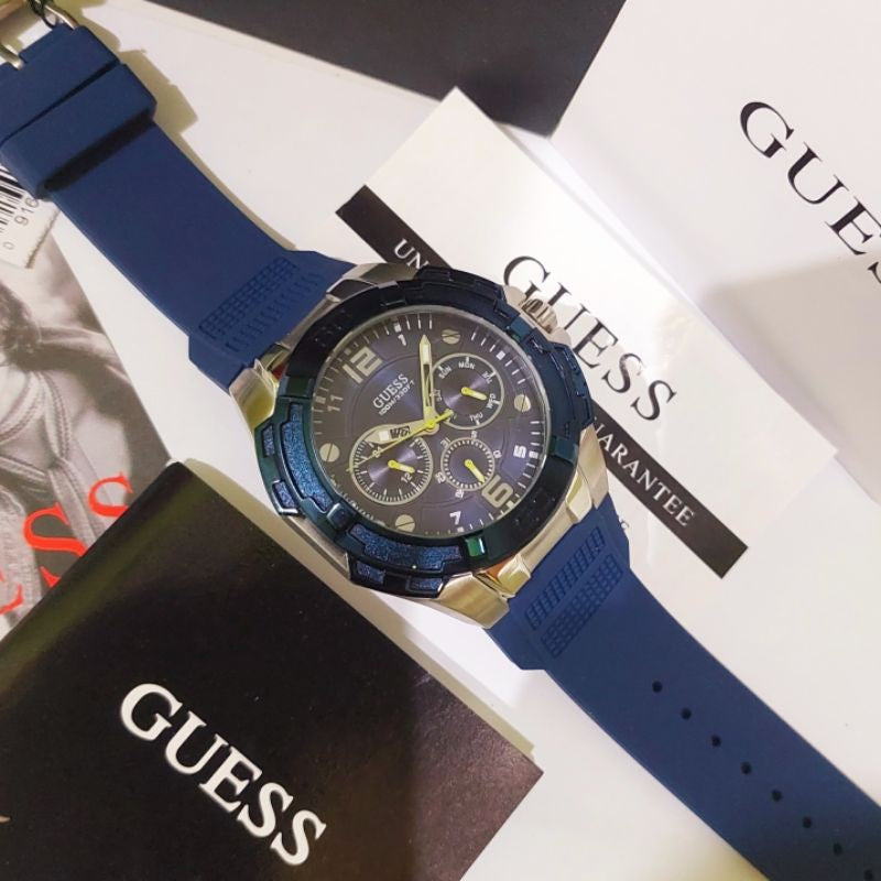  Shop Authentic Guess Genesis Multi Function Analog Blue Dial Blue Rubber Strap Watch For Men - W1254G1 - Luxxuri