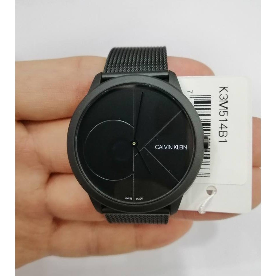  Shop Authentic Calvin Klein Minimal Black Dial Black Mesh Bracelet Watch for Men - K3M514B1 - Luxxuri