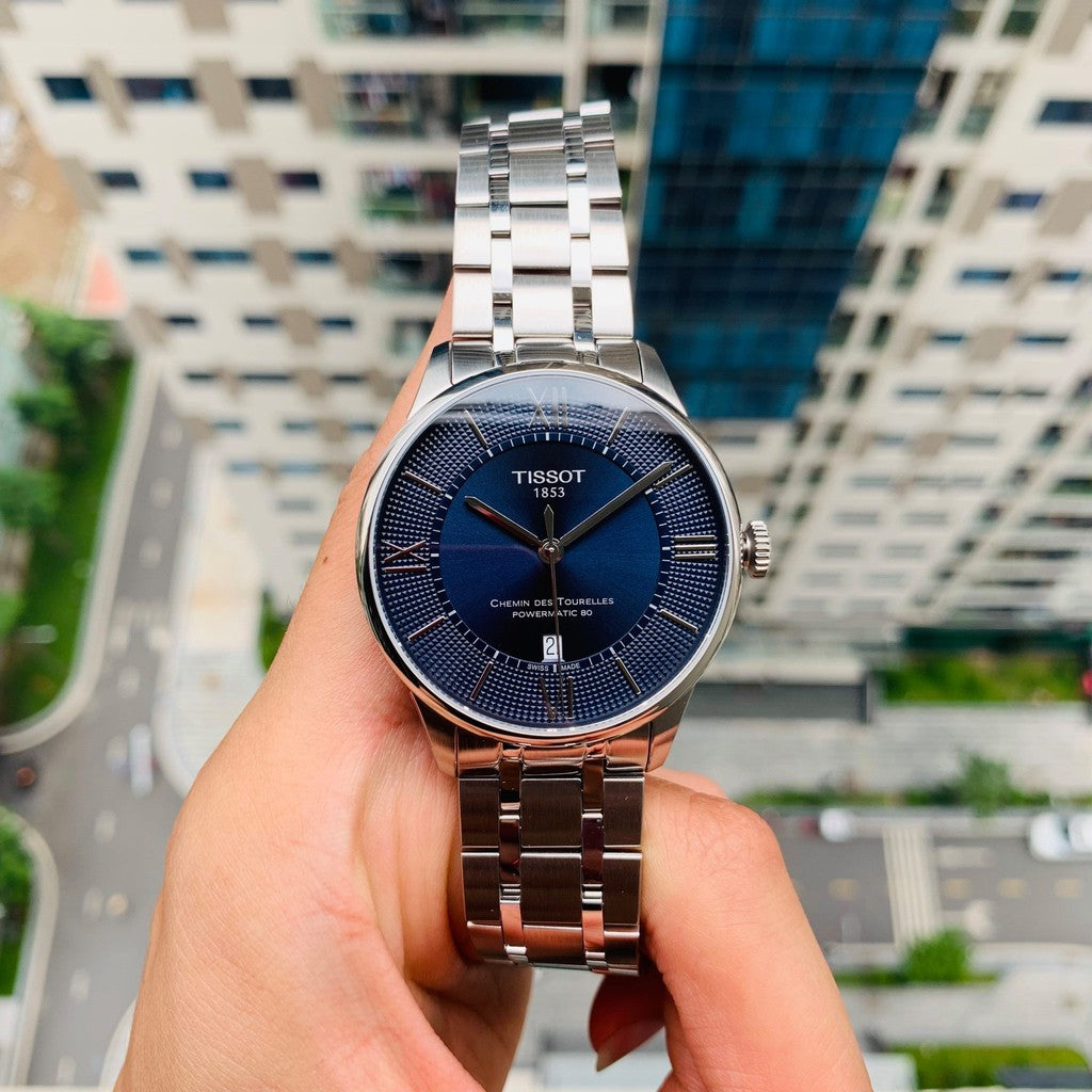  Shop Authentic Tissot Chemin Des Tourelles Powermatic 80 Blue Dial Silver Steel Strap Watch for Men - T099.407.11.048.00 - Luxxuri