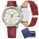  Shop Authentic Tommy Hilfiger Claudia White Dial Red Leather Strap Watch for Women - 1781816 - Luxxuri