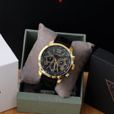  Shop Authentic Guess Horizon Chronograph Quartz Black Dial Black Leather Strap Watch For Men - W0380G7 - Luxxuri