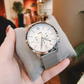  Shop Authentic Fossil Neutra Chronograph White Dial Silver Mesh Bracelet Watch for Men - FS5382 - Luxxuri