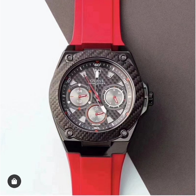  Shop Authentic Guess Legacy Black Dial Red Silicone Strap Watch for Men - W1049G6 - Luxxuri