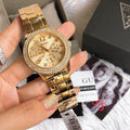  Shop Authentic Guess Bedazzle Diamonds Gold Dial Gold Steel Strap Watch For Women - W1097L2 - Luxxuri