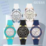 Shop Authentic Guess Overdrive White Dial Turquoise Rubber Strap Watch for Women - W0149L3 - Luxxuri