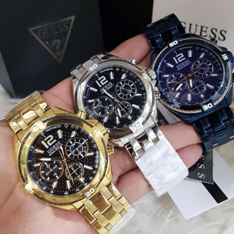  Shop Authentic Guess Surge Chronograph Black Dial Gold Steel Strap Watch for Men - W1258G2 - Luxxuri