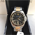  Shop Authentic Emporio Armani Quartz Black Dial Two Tone Steel Strap Watch For Men - AR80017 - Luxxuri