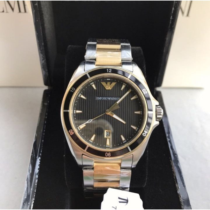  Shop Authentic Emporio Armani Quartz Black Dial Two Tone Steel Strap Watch For Men - AR80017 - Luxxuri