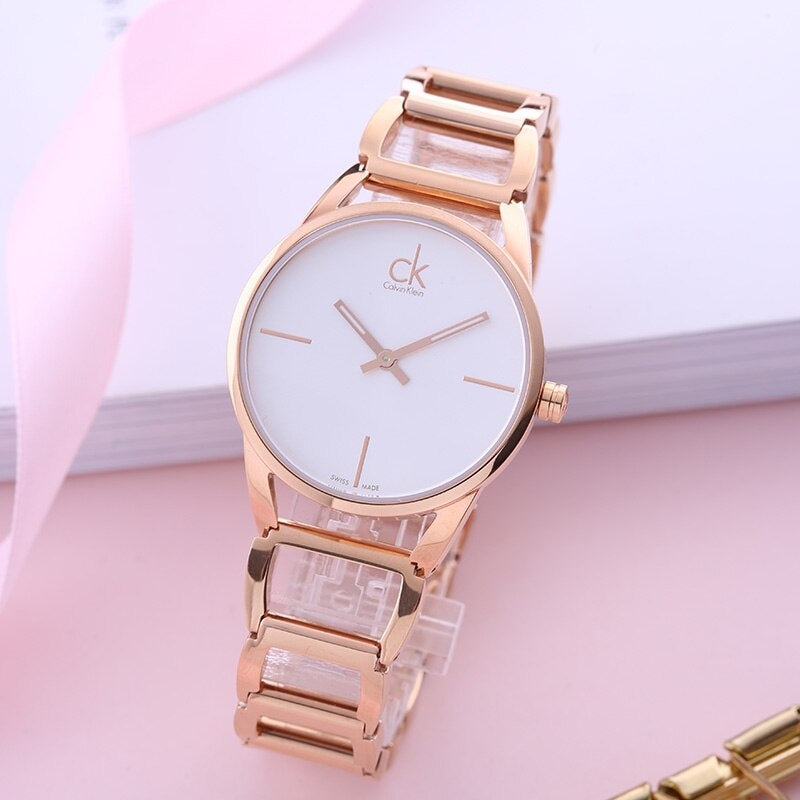  Shop Authentic Calvin Klein Stately White Dial Rose Gold Steel Strap Watch for Women - K3G23626 - Luxxuri