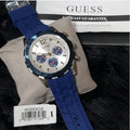 Shop Authentic Guess Caliber Chronograph White Dial Blue Rubber Strap Watch for Men - W0864G6 - Luxxuri