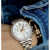  Shop Authentic Michael Kors Sofie Chronograph Quartz White Dial Two Tone Steel Strap Watch For Women - MK6558 - Luxxuri