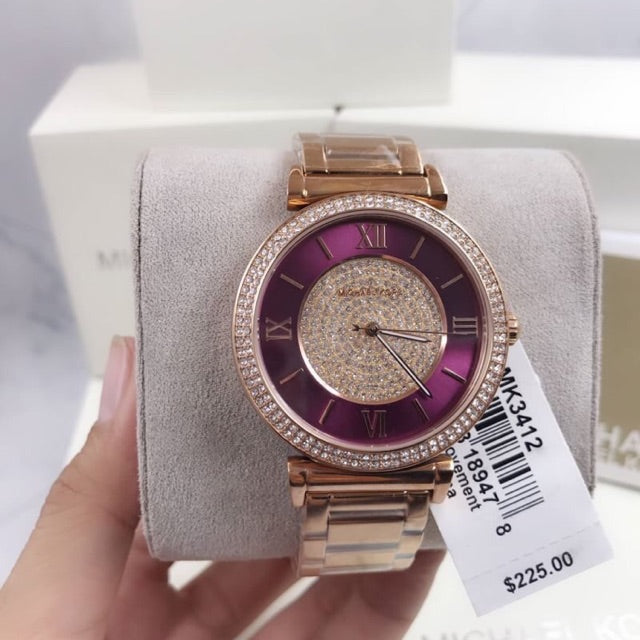  Shop Authentic Michael Kors Catlin Quartz Rose Gold Dial Rose Gold Steel Strap Watch For Women - MK3412 - Luxxuri