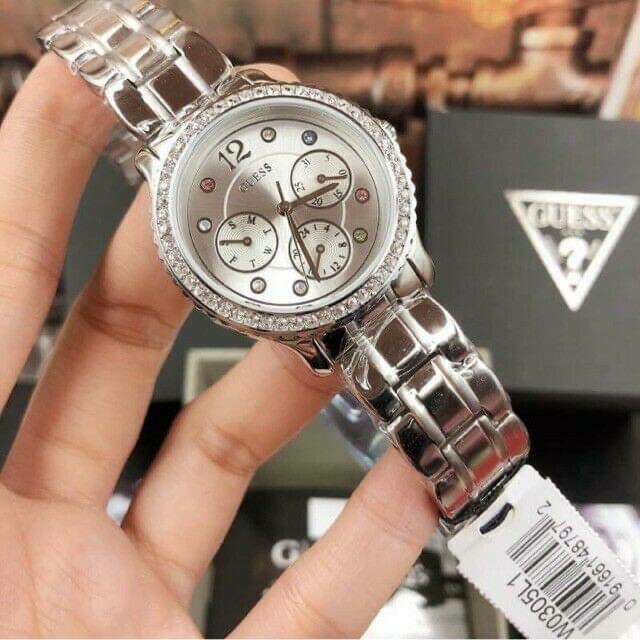  Shop Authentic Guess Enchanting Diamonds Silver Dial Silver Steel Strap Watch for Women - W0305L1 - Luxxuri