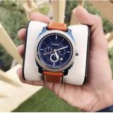  Shop Authentic Fossil Machine Chronograph Blue Dial Brown Leather Strap Watch for Men - FS5232 - Luxxuri