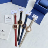  Shop Authentic Swarovski Crystalline Aura Red Dial Red Leather Strap Watch for Women - 5558637 - Luxxuri