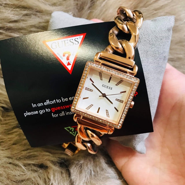  Shop Authentic Guess Vanity Diamonds Silver Dial Gold Steel Strap Watch for Women - W1030L4 - Luxxuri