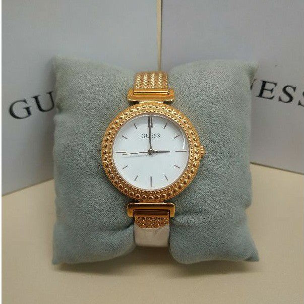 Guess Monroe Silver Dial Rose Gold Steel Strap Watch For Women - W1152L3