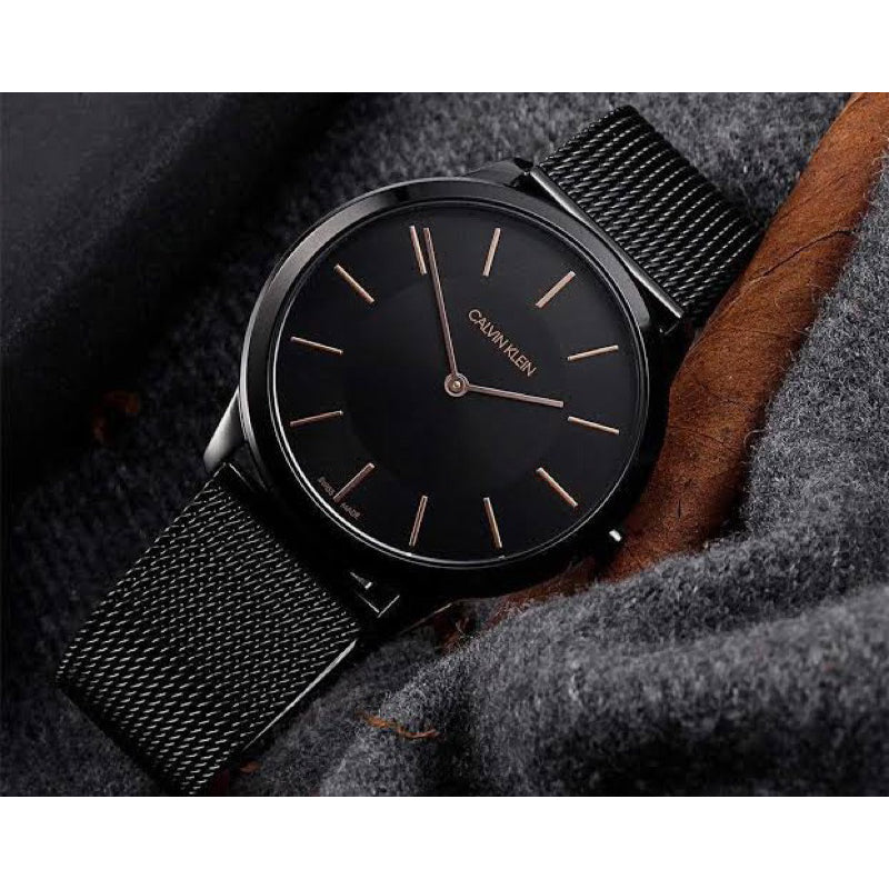  Shop Authentic Calvin Klein Minimal Black Dial Black Mesh Bracelet Watch for Women - K3M23421 - Luxxuri