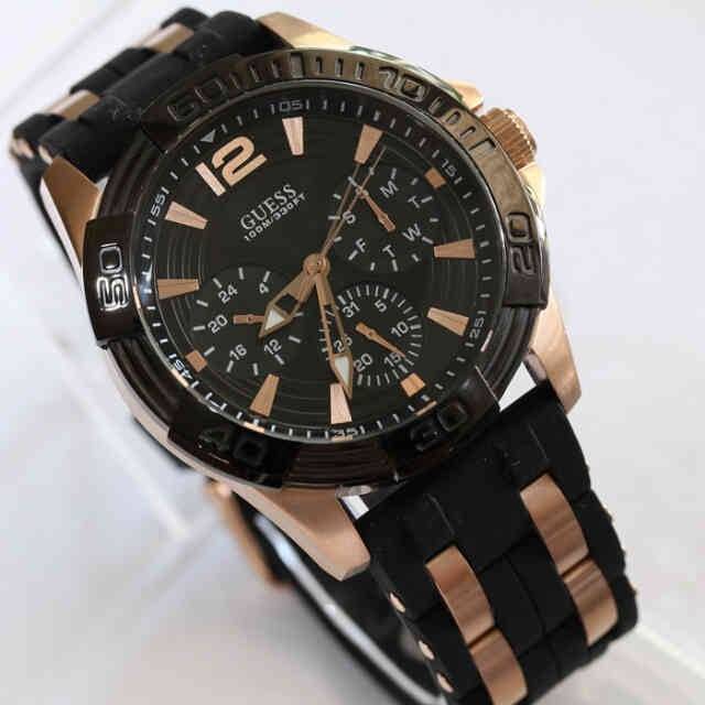  Shop Authentic Guess Oasis Black Dial Two Tone Steel Strap Watch for Men - W0366G3 - Luxxuri