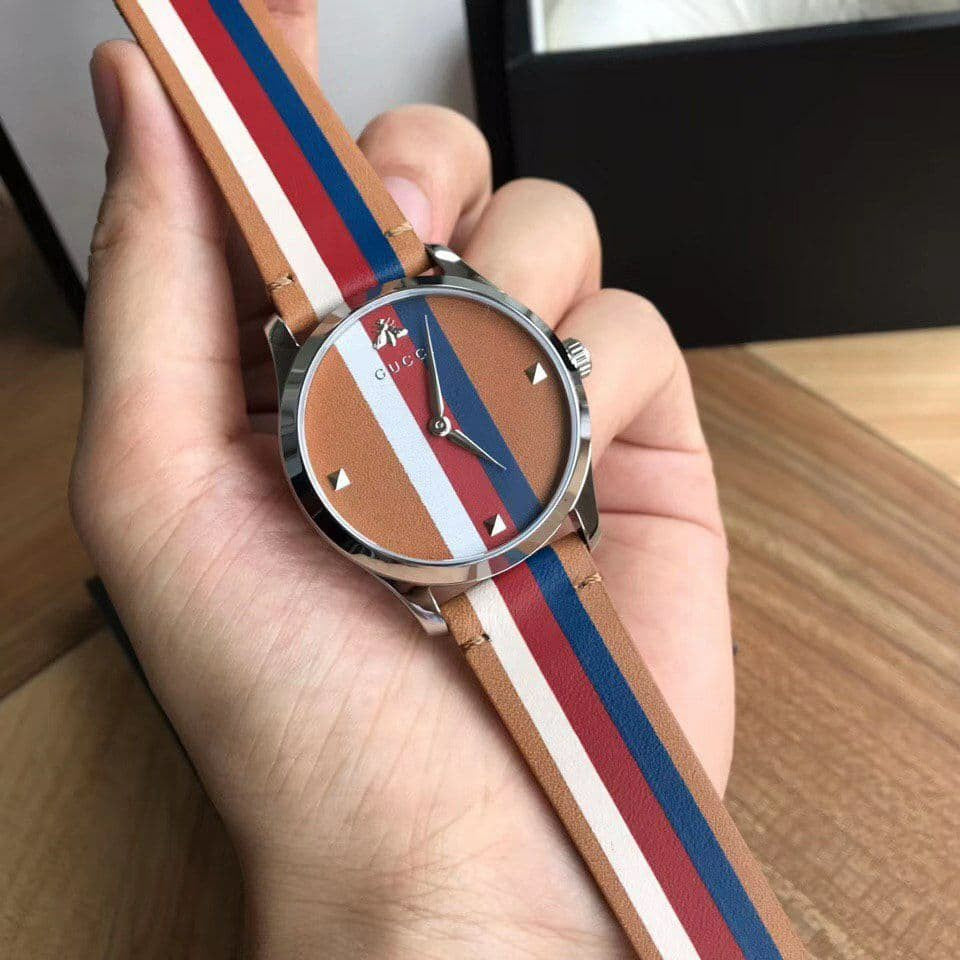  Shop Authentic Gucci G Timeless Quartz Brown Dial Brown Leather Strap Watch For Men - YA1264078 - Luxxuri