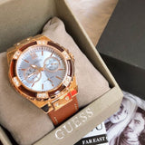  Shop Authentic Guess Limelight Quartz White Dial Brown Leather Strap Watch For Women - W0775L7 - Luxxuri