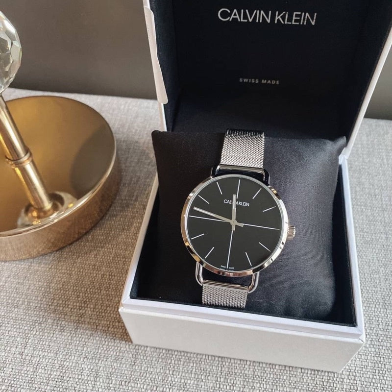  Shop Authentic Calvin Klein Even Black Dial Silver Mesh Bracelet Watch for Women - K7B21121 - Luxxuri