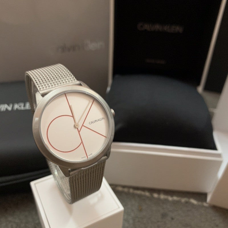  Shop Authentic Calvin Klein Minimal White Dial Silver Mesh Bracelet Watch for Women - K3M52152 - Luxxuri