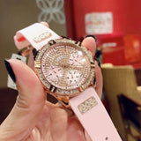  Shop Authentic Guess Frontier Diamonds Rose Gold Dial Pink Rubber Strap Watch For Women - W1160L5 - Luxxuri