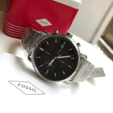  Shop Authentic Fossil The Commuter Black Dial Silver Steel Strap Watch for Men - FS5399 - Luxxuri