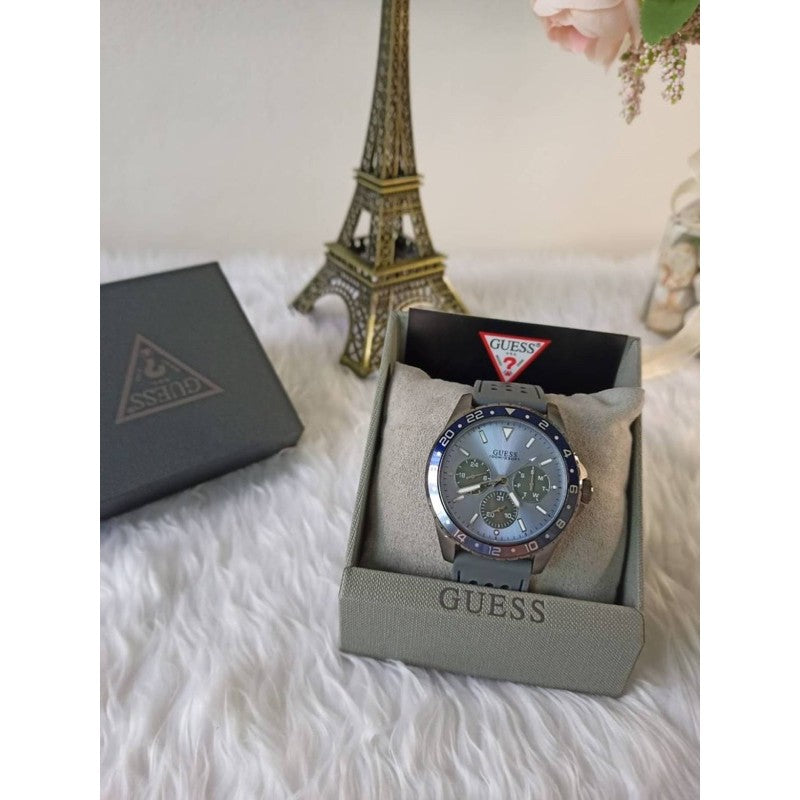  Shop Authentic Guess Odyssey Blue Dial Grey Rubber Strap Watch For Men - W1108G6 - Luxxuri