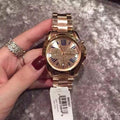 Michael Kors Bradshaw Chronograph Rose Gold Dial Rose Gold Steel Strap Watch For Women - MK6321