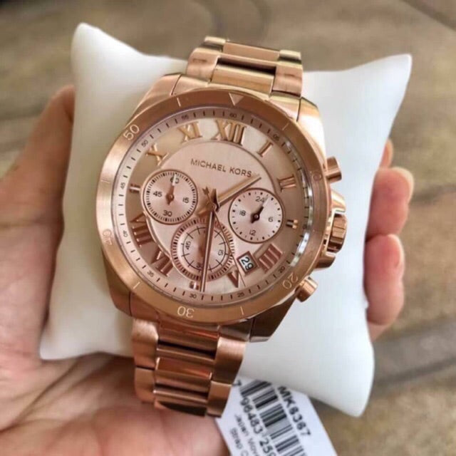  Shop Authentic Michael Kors Brecken Chronograph Quartz Rose Gold Dial Rose Gold Steel Strap Watch For Women - MK6367 - Luxxuri