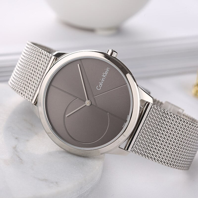  Shop Authentic Calvin Klein Minimal Black Dial Silver Mesh Bracelet Watch for Men - K3M21123 - Luxxuri