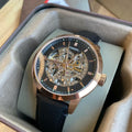 Fossil Townsman Automatic Skeleton Black Dial Black Leather Strap Watch for Men - ME3084