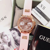  Shop Authentic Guess Frontier Diamonds Rose Gold Dial Pink Rubber Strap Watch For Women - W1160L5 - Luxxuri
