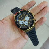  Shop Authentic Guess Athena Gold Dial Black Rubber Strap Watch For Women - GW0030L2 - Luxxuri