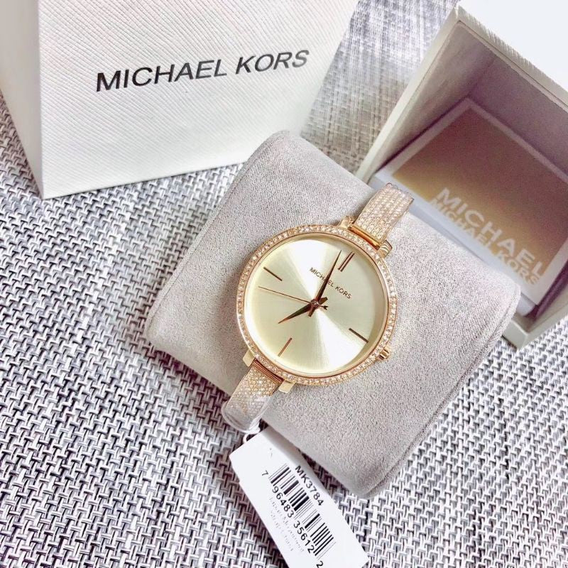  Shop Authentic Michael Kors Jaryn Quartz Gold Dial Gold Steel Strap Watch For Women - MK3784 - Luxxuri