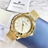  Shop Authentic Swarovski Octea Nova Silver Dial Gold Mesh Bracelet Watch for Women - 5430417 - Luxxuri