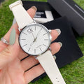  Shop Authentic Calvin Klein Post Minimal Silver Dial White Leather Strap Watch for Men - K7621126 - Luxxuri