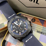  Shop Authentic Fossil Modern Machine Chronograph Black Dial Blue Leather Strap Watch for Men - FS5066 - Luxxuri